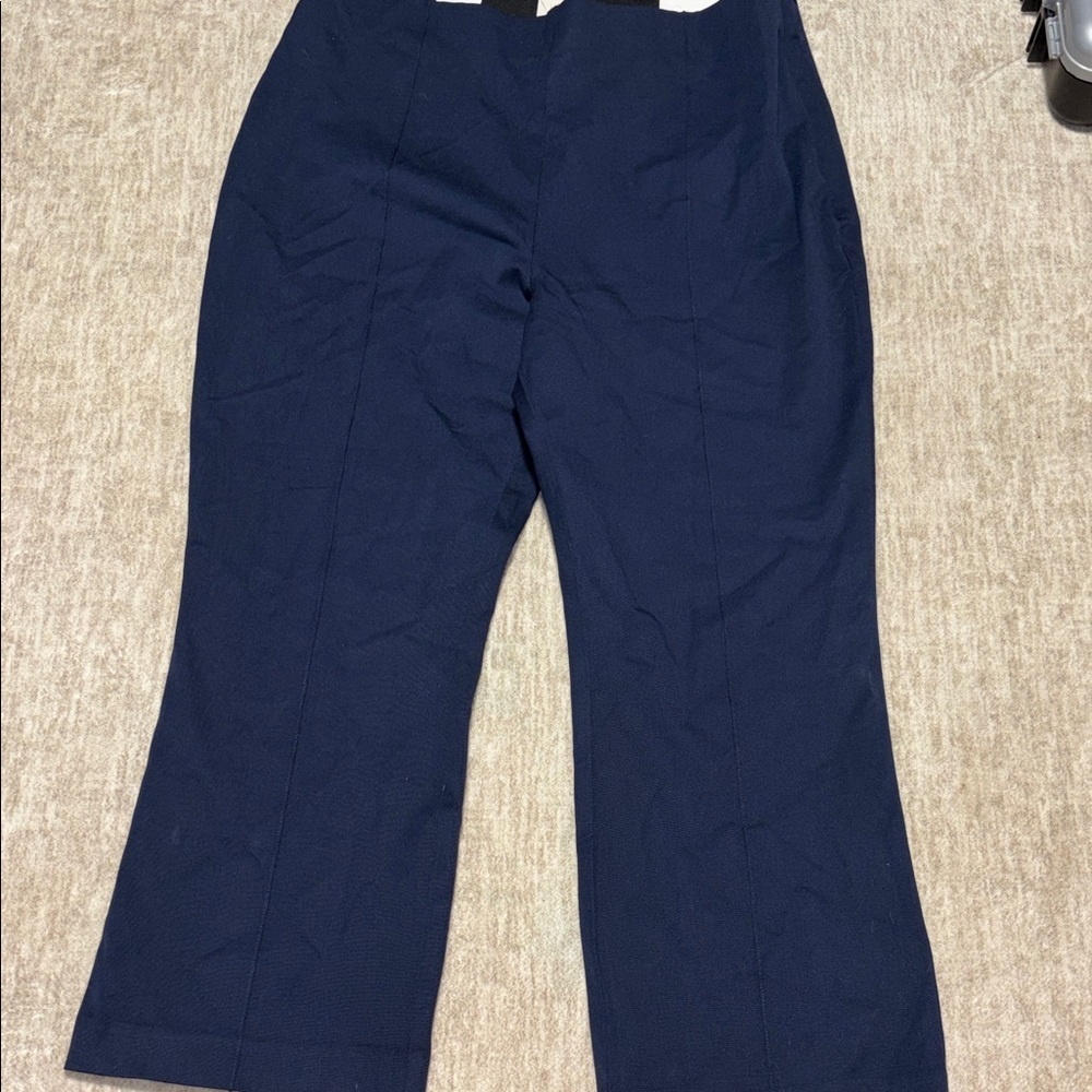 NWT 16 Curvy side zip Loft Women's Navy Blue Pants crop kick crop high rise